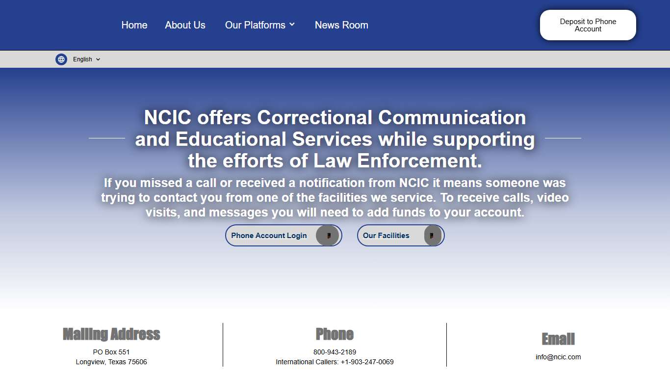 NCIC - Inmate Phone, Messaging & Video Visits