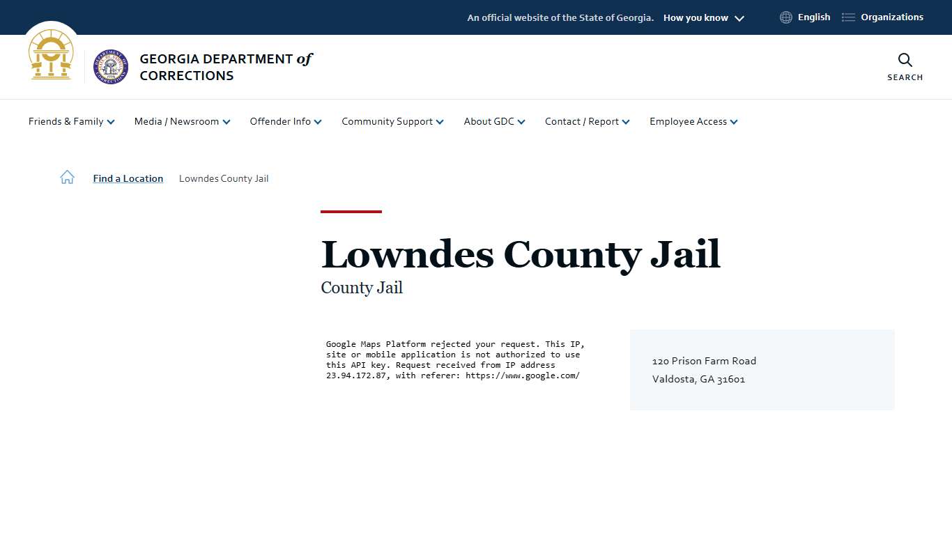 Lowndes County Jail | Georgia Department of Corrections
